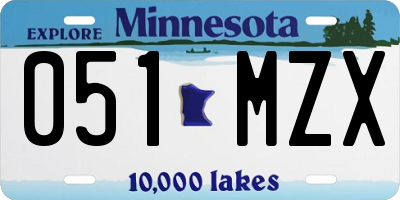 MN license plate 051MZX