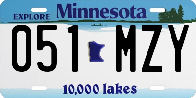 MN license plate 051MZY