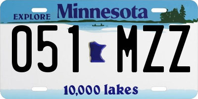 MN license plate 051MZZ