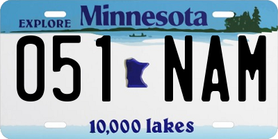 MN license plate 051NAM