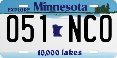MN license plate 051NCO