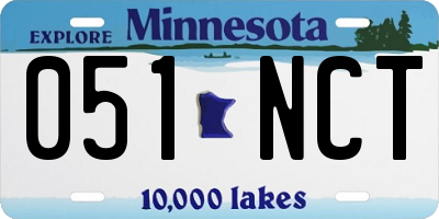 MN license plate 051NCT