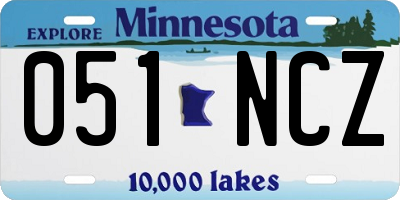 MN license plate 051NCZ