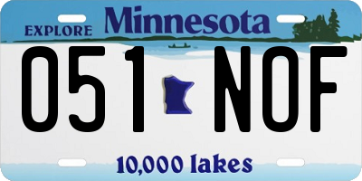 MN license plate 051NOF