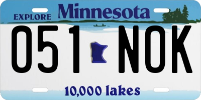 MN license plate 051NOK
