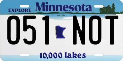 MN license plate 051NOT