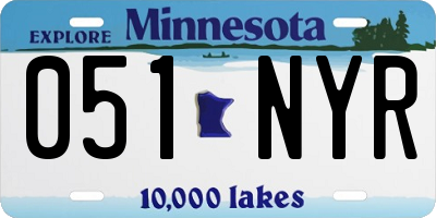 MN license plate 051NYR