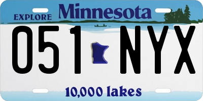 MN license plate 051NYX