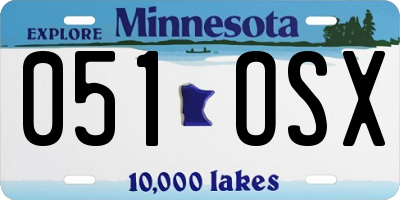 MN license plate 051OSX