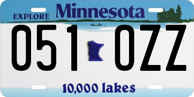 MN license plate 051OZZ