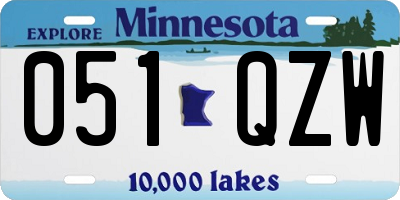 MN license plate 051QZW