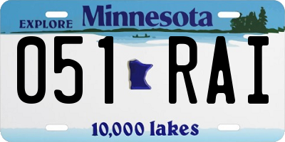 MN license plate 051RAI