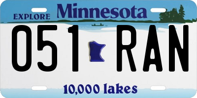 MN license plate 051RAN