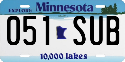 MN license plate 051SUB