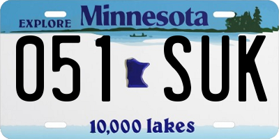 MN license plate 051SUK