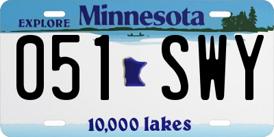 MN license plate 051SWY