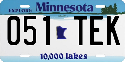MN license plate 051TEK