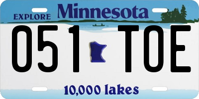 MN license plate 051TOE