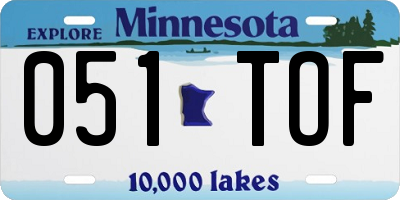 MN license plate 051TOF