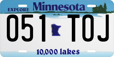 MN license plate 051TOJ