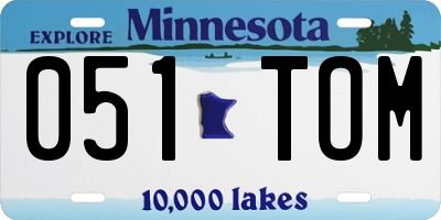 MN license plate 051TOM
