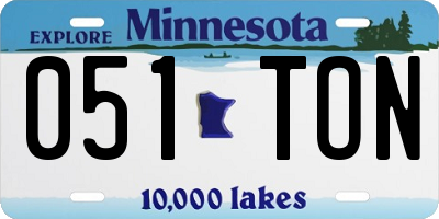 MN license plate 051TON