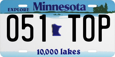 MN license plate 051TOP