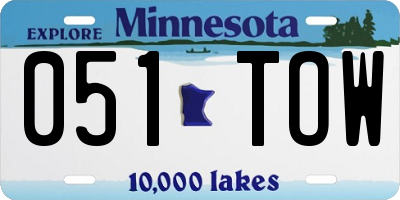 MN license plate 051TOW