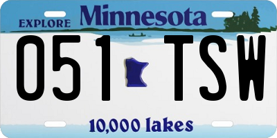 MN license plate 051TSW