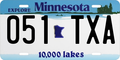 MN license plate 051TXA