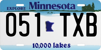 MN license plate 051TXB