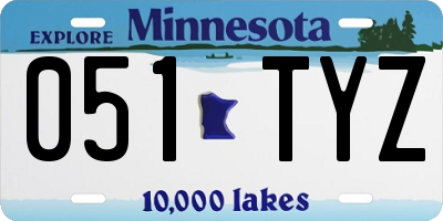 MN license plate 051TYZ