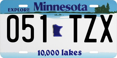 MN license plate 051TZX