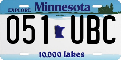 MN license plate 051UBC