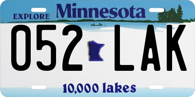 MN license plate 052LAK