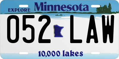 MN license plate 052LAW