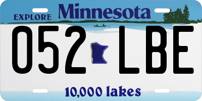 MN license plate 052LBE