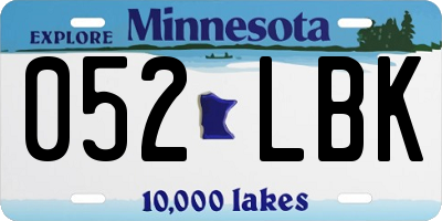 MN license plate 052LBK