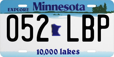 MN license plate 052LBP