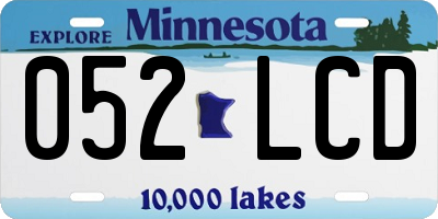 MN license plate 052LCD