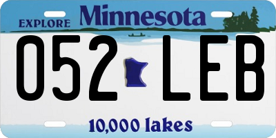 MN license plate 052LEB