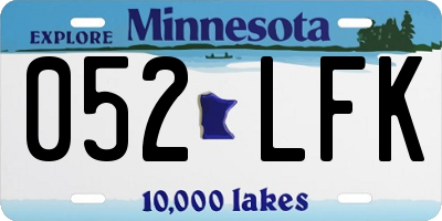 MN license plate 052LFK