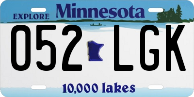 MN license plate 052LGK