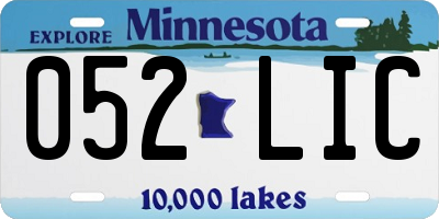 MN license plate 052LIC