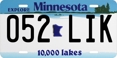 MN license plate 052LIK
