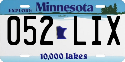 MN license plate 052LIX