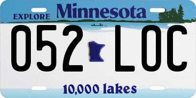 MN license plate 052LOC