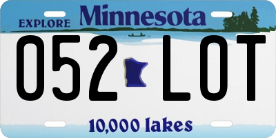 MN license plate 052LOT