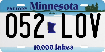 MN license plate 052LOV