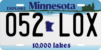 MN license plate 052LOX